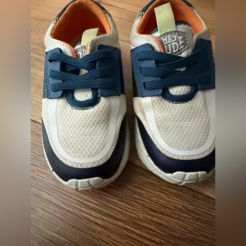 Hey Dude Kids Sneakers - Navy, Beige, and Orange - Picture 8 of 8
